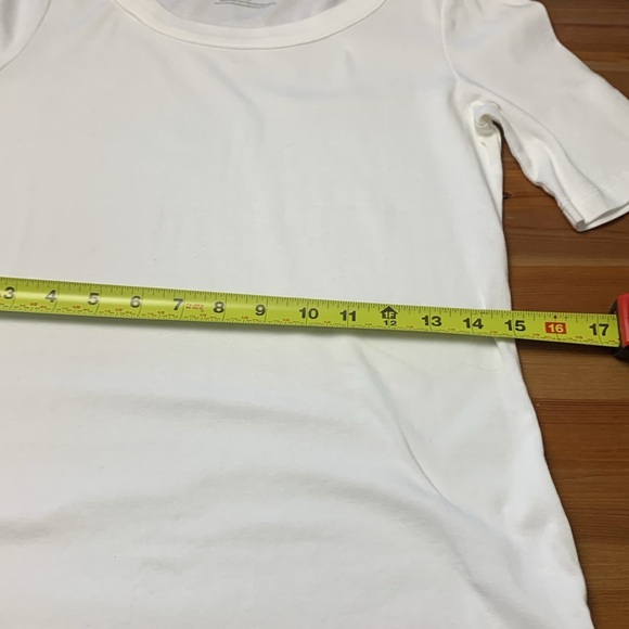 Talbots Petite Bright White 100% Pima Cotton T Shirt - Picture 8 of 12